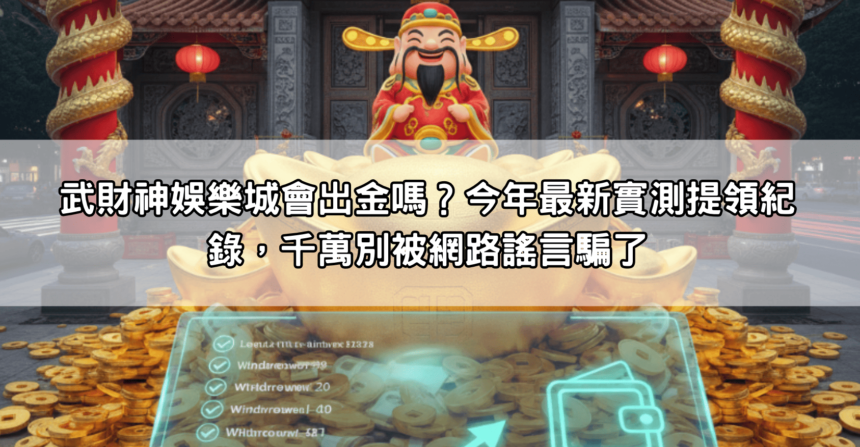 武財神娛樂城會出金嗎？今年最新實測提領紀錄，千萬別被網路謠言騙了