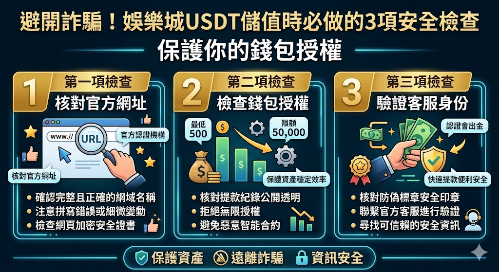 避開詐騙！娛樂城USDT儲值時必做的3項安全檢查，保護你的錢包授權